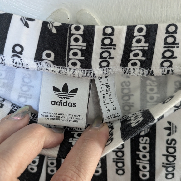 Adidas Black & White Logo Stripe Tracksuit Set Jacket Leggings Size Small - Picture 13 of 14